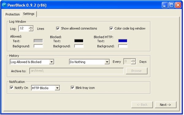 phần mềm firewall PeerBlock có thể tạo danh sách chặn riêng