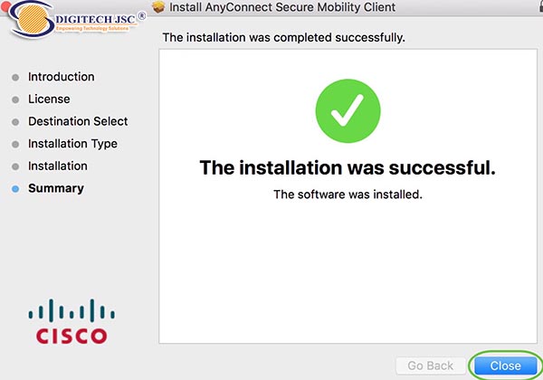 Hoàn tất Cài đặt Cisco Anyconnect trên máy tính MAC