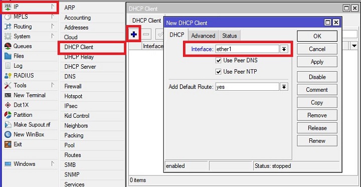 Cấu hình kết nối Internet DHCP Client
