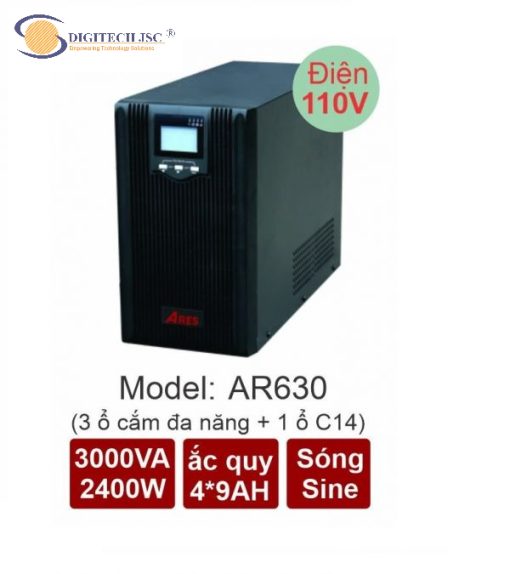 BỘ LƯU ĐIỆN UPS AR630 110V (3000VA-2400W) có đầy đủ CO, CQ